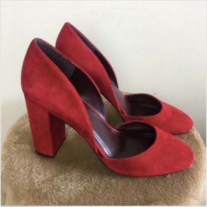 BCBG Generation Red Suede Holiday Heels